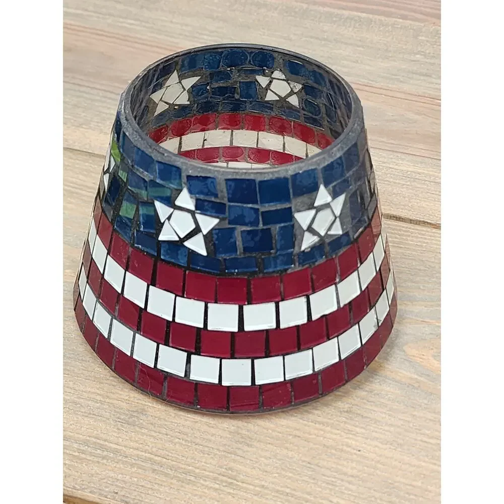 Home Interiors Patriotic Stars And Stripes Mosaic 11622 Candle Shade/Topper